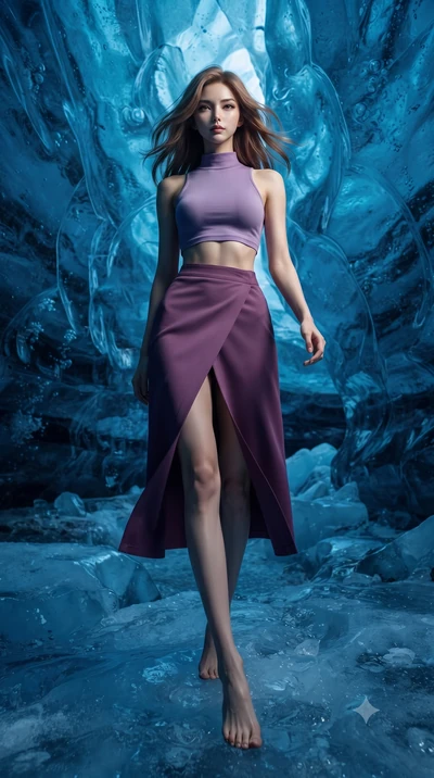 score_9, masterpiece, best quality, ultra-detailed, high-budget anime keyframe, editorial fashion photography, tasteful artistic composition, Korean woman. low angle full-body shot from head to toe showing her feet, filling the entire 9:16 vertical f