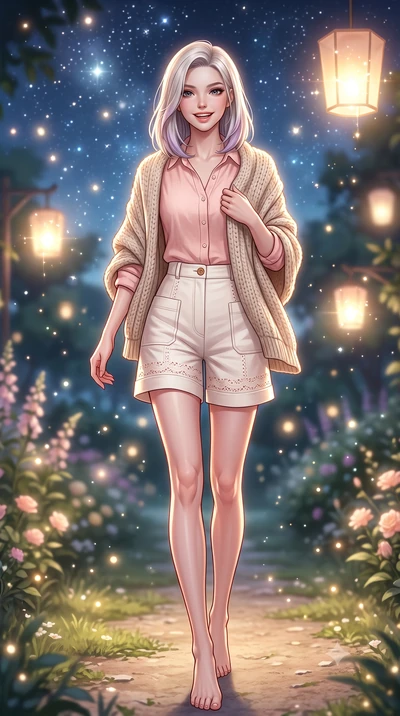 score_9, masterpiece, best quality, ultra-detailed, high-budget anime keyframe, semi-realistic 3D game render, editorial fashion photography, tasteful artistic composition, Caucasian woman. low angle full-body shot from head to toe showing her feet, 