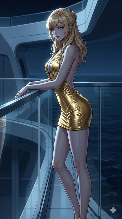 score_9, masterpiece, best quality, ultra-detailed, high-budget anime keyframe, editorial fashion photography, tasteful artistic composition, Caucasian woman, strictly human ears. cowboy shot from the thighs up, character and outfit filling the frame