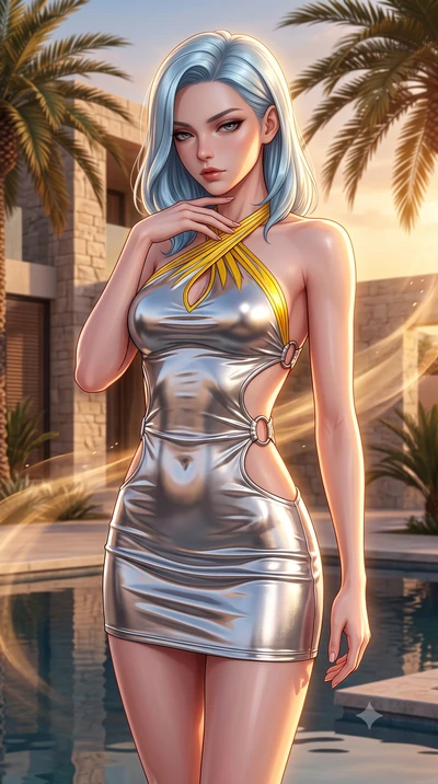 score_9, masterpiece, best quality, ultra-detailed, high-budget anime keyframe, semi-realistic 3D game render, editorial fashion photography, tasteful artistic composition, Korean woman. close-up cowboy shot from the waist and thighs up, the characte