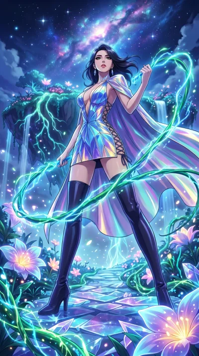 score_9, masterpiece, best quality, ultra-detailed, High-budget Anime Keyframe, vibrant colors, fluid line-art, expressive lighting, cinematic composition, Ufotable-style visual effects, top-tier animation quality, Korean woman with idol-like refined