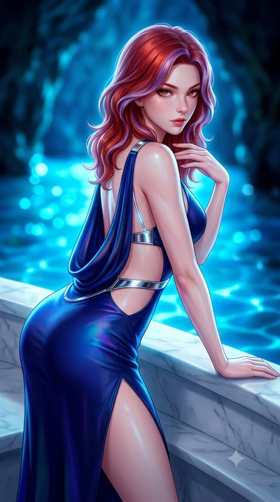 score_9, masterpiece, best quality, ultra-detailed, high-budget anime keyframe, semi-realistic 3D game render, editorial fashion photography, tasteful artistic composition, Caucasian woman. close-up cowboy shot from the waist and thighs up, the chara