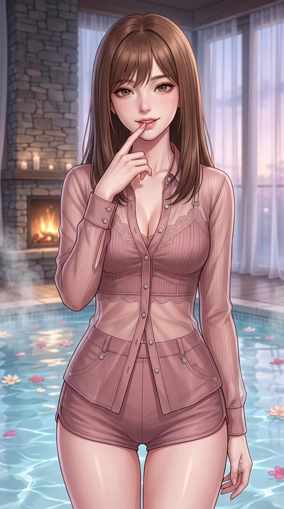 score_9, masterpiece, best quality, ultra-detailed, high-budget anime keyframe, editorial fashion photography, tasteful artistic composition, Korean woman. close-up cowboy shot from the waist and thighs up, the character dominates the composition, fi