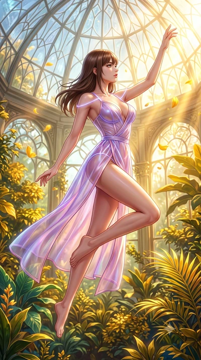 score_9, masterpiece, best quality, ultra-detailed, high-budget anime keyframe, semi-realistic 3D game render, editorial fashion photography, tasteful artistic composition, Korean woman. low angle full-body shot from head to toe showing her feet, fil