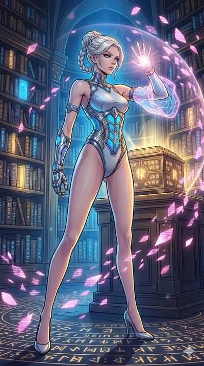 score_9, masterpiece, best quality, ultra-detailed, high-budget anime movie keyframe, cinematic anime lighting, intricate line art, Japanese woman. Low angle cowboy shot filling the entire 9:16 frame with her statuesque presence. defending a sacred r