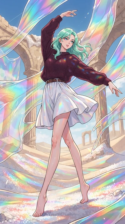 score_9, masterpiece, best quality, ultra-detailed, high-budget anime keyframe, gorgeous anime illustration, with clean line-art and distinct ink outlines, Japanese woman. low angle full-body shot from head to toe showing her feet, filling the entire