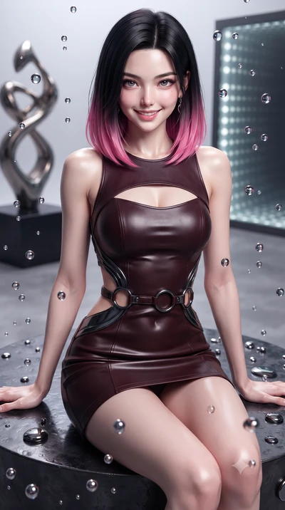 score_9, masterpiece, best quality, ultra-detailed, high-budget anime keyframe, editorial fashion photography, tasteful artistic composition, Korean woman. close-up cowboy shot from the waist and thighs up, the character dominates the composition, fi