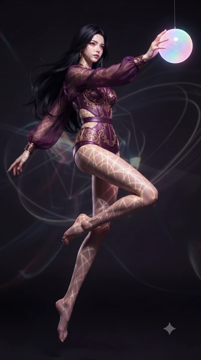 score_9, masterpiece, best quality, ultra-detailed, high-budget anime keyframe, editorial fashion photography, tasteful artistic composition, Korean woman. low angle full-body shot from head to toe showing her feet, filling the entire 9:16 vertical f