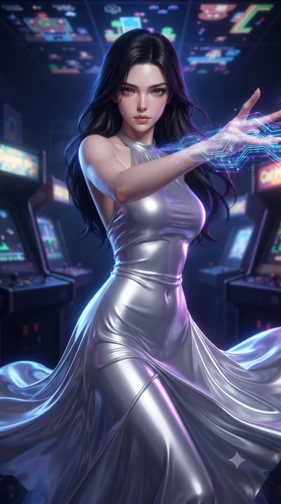 score_9, masterpiece, best quality, ultra-detailed, high-budget anime keyframe, editorial fashion photography, tasteful artistic composition, realistic cosplay photography, Korean woman. close-up cowboy shot from the waist and thighs up, the characte