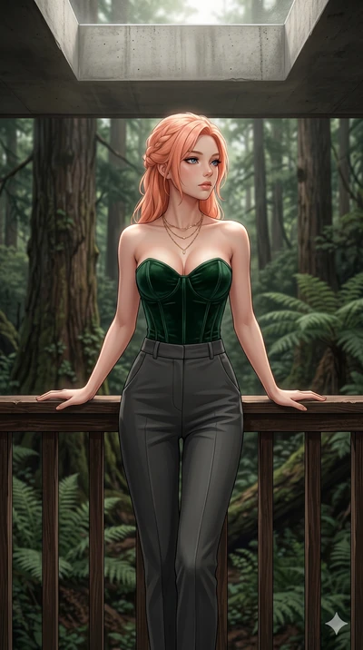 score_9, masterpiece, best quality, ultra-detailed, high-budget anime keyframe, editorial fashion photography, tasteful artistic composition, Japanese woman. cowboy shot from the thighs up, character and outfit filling the frame for maximum editorial