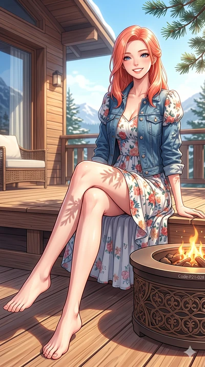 score_9, masterpiece, best quality, ultra-detailed, high-budget anime keyframe, vibrant anime aesthetic, Japanese woman. low angle full-body shot from head to toe showing her feet, filling the entire 9:16 vertical frame with her statuesque presence, 