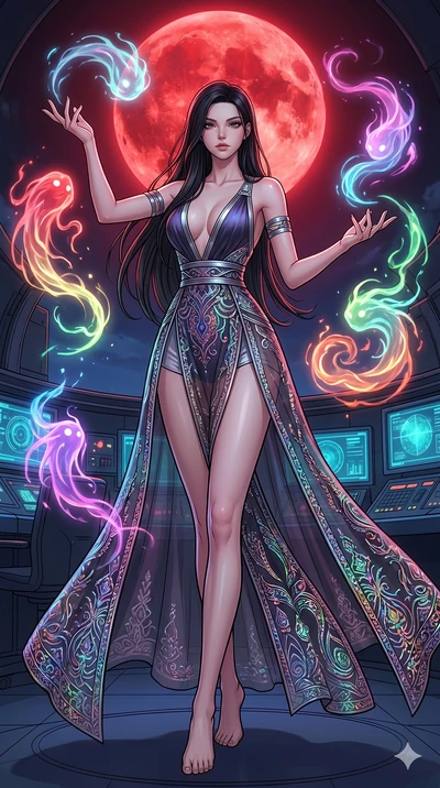 score_9, masterpiece, best quality, ultra-detailed, high-budget anime movie keyframe, cinematic anime lighting, intricate line art, Caucasian (strictly human ears) woman. Dynamic full-body shot stretching the vertical silhouette across the 9:16 frame
