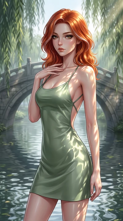 score_9, masterpiece, best quality, ultra-detailed, high-budget anime keyframe, editorial fashion photography, tasteful artistic composition, Caucasian woman. close-up cowboy shot from the waist and thighs up, the character dominates the composition,