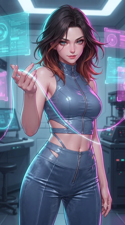 score_9, masterpiece, best quality, ultra-detailed, high-budget anime keyframe, editorial fashion photography, tasteful artistic composition, Korean woman. close-up cowboy shot from the waist and thighs up, the character dominates the composition, fi