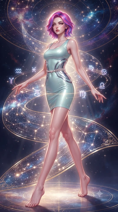 score_9, masterpiece, best quality, ultra-detailed, high-budget anime keyframe, editorial fashion photography, tasteful artistic composition, Caucasian woman. low angle full-body shot from head to toe showing her feet, filling the entire 9:16 vertica