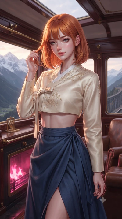 score_9, masterpiece, best quality, ultra-detailed, high-budget anime keyframe, editorial fashion photography, tasteful artistic composition, Caucasian woman, strictly human ears. close-up cowboy shot from the waist and thighs up, the character domin