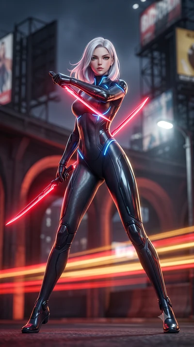 score_9, masterpiece, best quality, ultra-detailed, high-budget anime keyframe, semi-realistic 3D game render, editorial fashion photography, tasteful artistic composition, Caucasian woman. low angle full-body shot from head to toe showing her feet, 