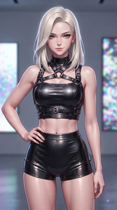 score_9, masterpiece, best quality, ultra-detailed, high-budget anime keyframe, editorial fashion photography, tasteful artistic composition, Caucasian woman woman. close-up cowboy shot from the waist and thighs up, the character dominates the compos