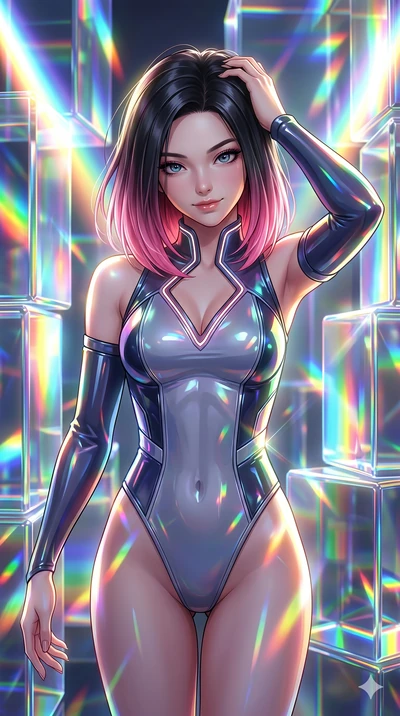 score_9, masterpiece, best quality, ultra-detailed, high-budget anime keyframe, semi-realistic 3D game render, Korean woman. Upper body close-up from the thighs up, character filling the screen for maximum presence. She is moving with dynamic energy,