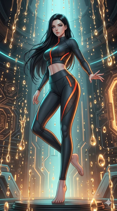 score_9, masterpiece, best quality, ultra-detailed, high-budget anime keyframe, Caucasian woman, strictly human ears. low angle full-body shot filling the entire 9:16 frame with her statuesque presence, stretching the vertical silhouette. dodging eth