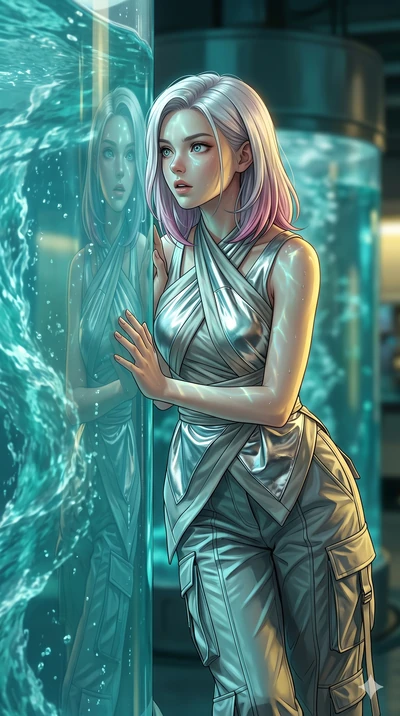 score_9, masterpiece, best quality, ultra-detailed, high-budget anime keyframe, editorial fashion photography, tasteful artistic composition, Caucasian woman, strictly human ears. Upper body close-up from the thighs up, character filling the screen f