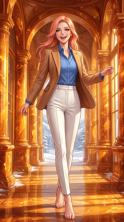 score_9, masterpiece, best quality, ultra-detailed, high-budget anime keyframe, editorial fashion photography, tasteful artistic composition, Japanese woman. low angle full-body shot from head to toe showing her feet, filling the entire 9:16 vertical