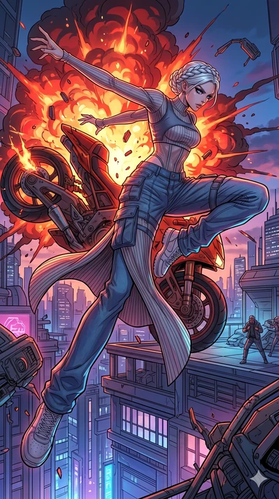score_9, masterpiece, best quality, ultra-detailed, high-budget anime movie keyframe, cinematic anime lighting, intricate line art, Japanese anime girl. Dynamic full-body shot stretching the vertical silhouette with extreme perspective. launching her