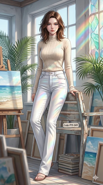 score_9, masterpiece, best quality, ultra-detailed, high-budget anime keyframe, editorial fashion photography, tasteful artistic composition, Korean woman. low angle full-body shot from head to toe showing her feet, filling the entire 9:16 vertical f