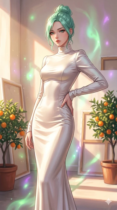 score_9, masterpiece, best quality, ultra-detailed, high-budget anime keyframe, editorial fashion photography, tasteful artistic composition, Japanese woman. cowboy shot from the thighs up, character and outfit filling the frame for maximum editorial