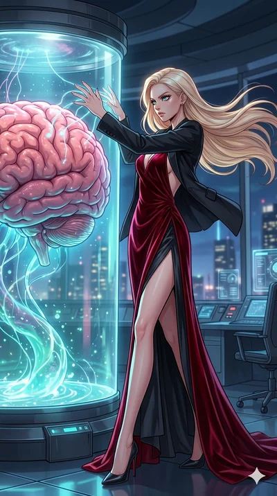 score_9, masterpiece, best quality, ultra-detailed, high-budget anime movie keyframe, cinematic anime lighting, intricate line art, Caucasian (strictly human ears) anime girl. Low angle cowboy shot capturing a powerful motion and statuesque presence.