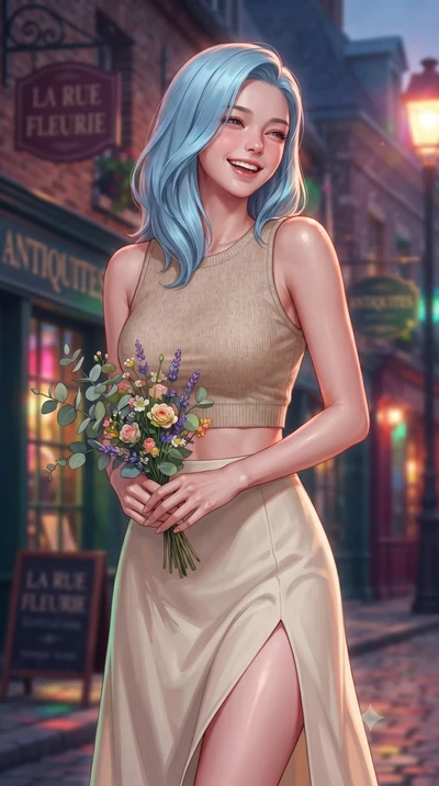 score_9, masterpiece, best quality, ultra-detailed, high-budget anime keyframe, editorial fashion photography, tasteful artistic composition, Korean woman. close-up cowboy shot from the waist and thighs up, the character dominates the composition, fi