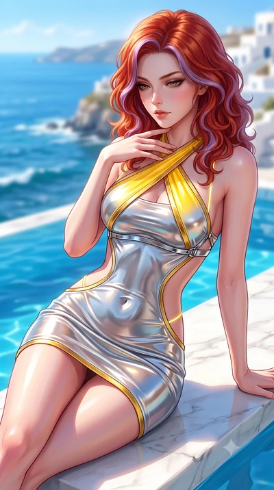 score_9, masterpiece, best quality, ultra-detailed, high-budget anime keyframe, semi-realistic 3D game render, editorial fashion photography, tasteful artistic composition, Caucasian woman. close-up cowboy shot from the waist and thighs up, the chara
