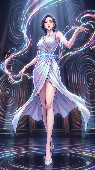 score_9, masterpiece, best quality, ultra-detailed, High-budget Anime Keyframe, vibrant colors, fluid line-art, expressive lighting, cinematic composition, Ufotable-style visual effects, top-tier animation quality, Korean woman with idol-like refined
