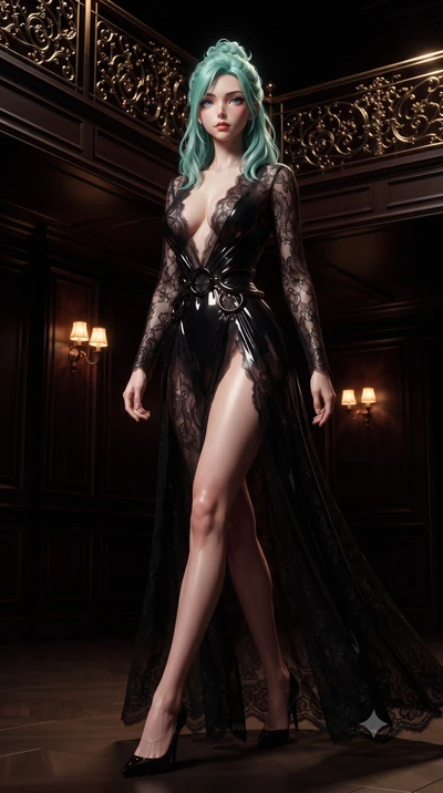 score_9, masterpiece, best quality, ultra-detailed, high-budget anime keyframe, editorial fashion photography, tasteful artistic composition, Japanese woman. low angle full-body shot from head to toe showing her feet, filling the entire 9:16 vertical
