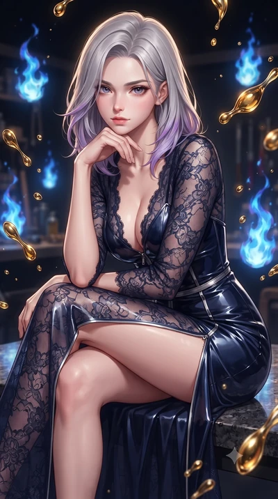 score_9, masterpiece, best quality, ultra-detailed, high-budget anime keyframe, editorial fashion photography, tasteful artistic composition, Caucasian woman. close-up cowboy shot from the waist and thighs up, the character dominates the composition,