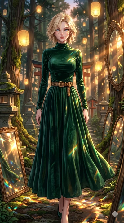 score_9, masterpiece, best quality, ultra-detailed, high-budget anime keyframe, editorial fashion photography, tasteful artistic composition, Caucasian woman, strictly human ears. cowboy shot from the thighs up, character and outfit filling the frame