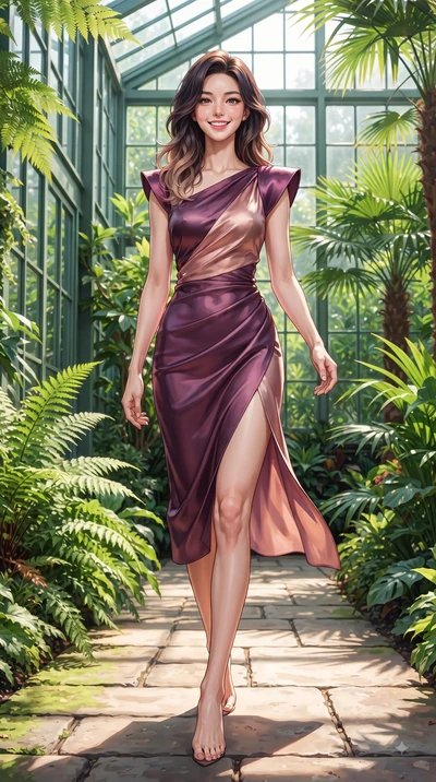 score_9, masterpiece, best quality, ultra-detailed, high-budget anime keyframe, editorial fashion photography, tasteful artistic composition, Korean woman. low angle full-body shot from head to toe showing her feet, filling the entire 9:16 vertical f