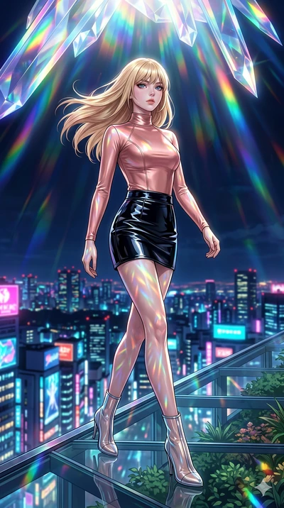 score_9, masterpiece, best quality, ultra-detailed, high-budget anime keyframe, editorial fashion photography, tasteful artistic composition, Japanese woman. low angle full-body shot from head to toe showing her feet, filling the entire 9:16 vertical