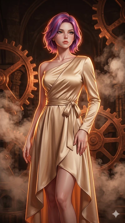 score_9, masterpiece, best quality, ultra-detailed, high-budget anime keyframe, editorial fashion photography, tasteful artistic composition, Caucasian woman, strictly human ears. cowboy shot from the thighs up, character and outfit filling the frame