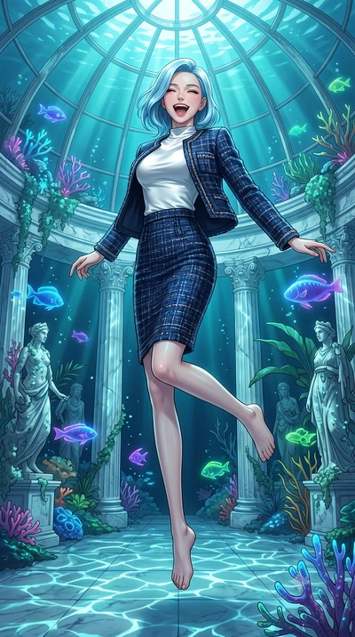 score_9, masterpiece, best quality, ultra-detailed, high-budget anime keyframe, editorial fashion photography, tasteful artistic composition, Korean woman. low angle full-body shot from head to toe showing her feet, filling the entire 9:16 vertical f