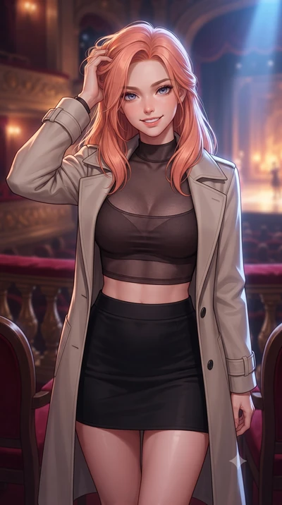 score_9, masterpiece, best quality, ultra-detailed, high-budget anime keyframe, editorial fashion photography, tasteful artistic composition, Japanese woman. close-up cowboy shot from the waist and thighs up, the character dominates the composition, 