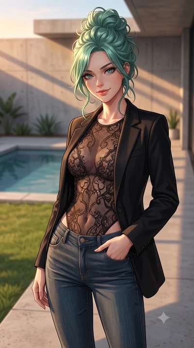 score_9, masterpiece, best quality, ultra-detailed, high-budget anime keyframe, editorial fashion photography, tasteful artistic composition, Japanese woman woman. close-up cowboy shot from the waist and thighs up, the character dominates the composi