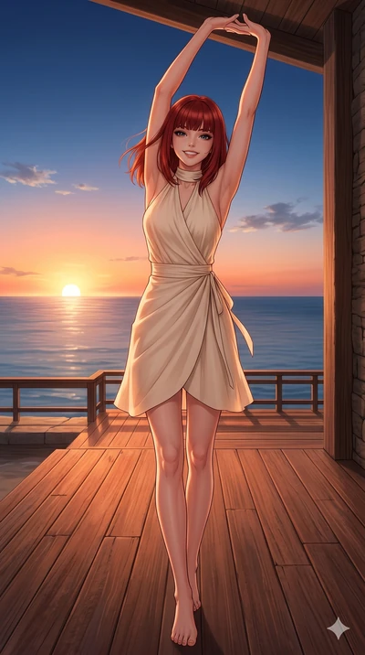 score_9, masterpiece, best quality, ultra-detailed, high-budget anime keyframe, editorial fashion photography, tasteful artistic composition, Caucasian woman, strictly human ears. cowboy shot from the thighs up, character and outfit filling the frame