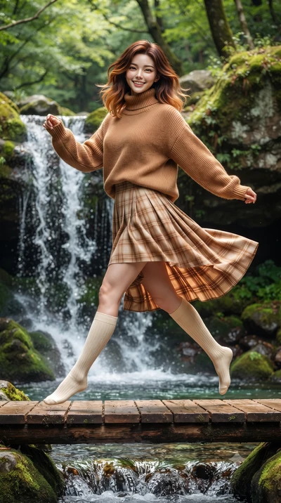 score_9, masterpiece, best quality, ultra-detailed, high-budget anime keyframe, editorial fashion photography, tasteful artistic composition, Korean woman. low angle full-body shot from head to toe showing her feet, filling the entire 9:16 vertical f