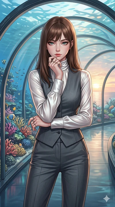 score_9, masterpiece, best quality, ultra-detailed, high-budget anime keyframe, editorial fashion photography, tasteful artistic composition, Korean woman. cowboy shot from the thighs up, character and outfit filling the frame for maximum editorial p
