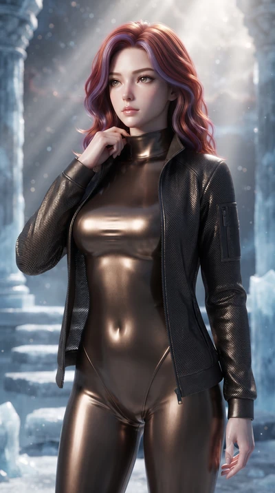 score_9, masterpiece, best quality, ultra-detailed, high-budget anime keyframe, editorial fashion photography, tasteful artistic composition, Caucasian woman. close-up cowboy shot from the waist and thighs up, the character dominates the composition,