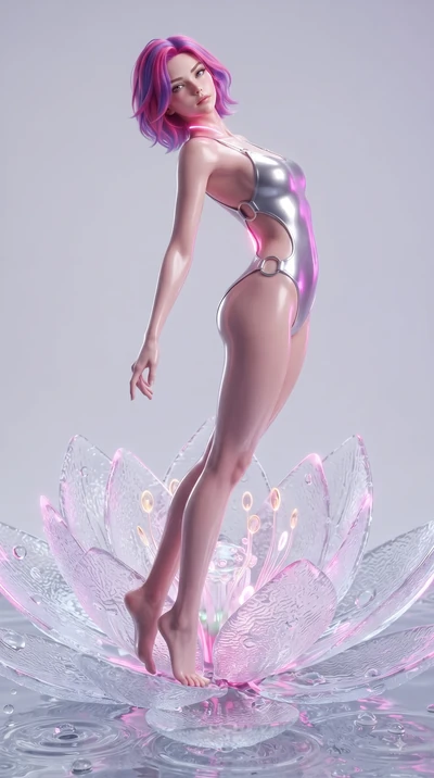score_9, masterpiece, best quality, ultra-detailed, high-budget anime keyframe, editorial fashion photography, tasteful artistic composition, Caucasian woman. low angle full-body shot from head to toe showing her feet, filling the entire 9:16 vertica