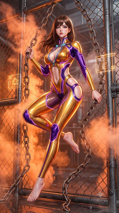 score_9, masterpiece, best quality, ultra-detailed, high-budget anime keyframe, semi-realistic 3D game render, editorial fashion photography, tasteful artistic composition, Korean woman. low angle full-body shot from head to toe showing her feet, fil