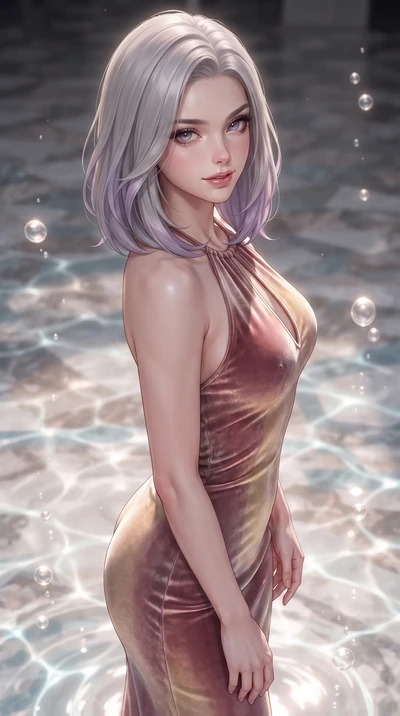 score_9, masterpiece, best quality, ultra-detailed, high-budget anime keyframe, editorial fashion photography, tasteful artistic composition, Caucasian woman. close-up cowboy shot from the waist and thighs up, the character dominates the composition,