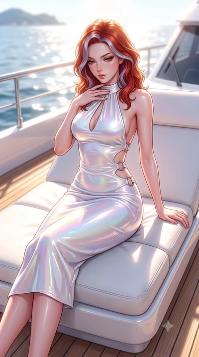 score_9, masterpiece, best quality, ultra-detailed, high-budget anime keyframe, semi-realistic 3D game render, editorial fashion photography, tasteful artistic composition, Caucasian woman. close-up cowboy shot from the waist and thighs up, the chara
